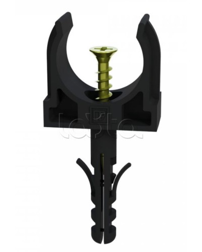 Крепеж-клипса с дюбелем и саморезом черная д20 в малой упаковке (10шт/900шт уп/кор) Промрукав (PR13.0312) в Махачкале Крепеж: Дюбели, шурупы, саморезы Pintop.ru