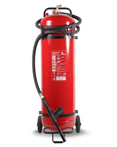 Огнетушитель ПОЖТЕХНИКА ОП-100(з) МИГ на тележке с перекрывным стволом (10А, 233В-2, С, Е) (баллон 125л., ОТВ-100кг) в Махачкале Огнетушители Pintop.ru