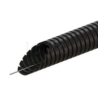 Труба ПВХ гофрир. легкая, с зондом диам 40мм (1шт = 20м), цвет чёрный Экопласт (10140-20BL)