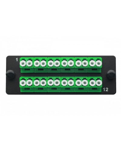 Комплект планка Q-SLOT с 12 адаптерами дуплекс LC OS2, монтажные шнуры, КДЗС Eurolan 38M-S2-2L-12BL в Махачкале Коннекторы Pintop.ru