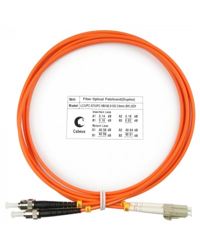 Шнур оптический duplex LC-ST 62,5/125 mm 2м LSZH Cabeus FOP-62-LC-ST-2m в Махачкале Патч-корды оптические Pintop.ru