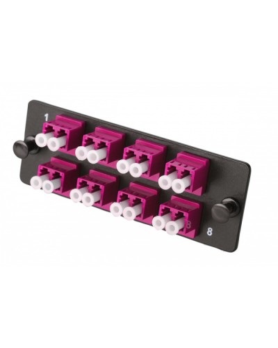 Комплект планка Q-SLOT с 8 адаптерами дуплекс LC OM4, монтажные шнуры, КДЗС Eurolan (38M-40-2L-08BL) в Махачкале Кроссы оптические Pintop.ru