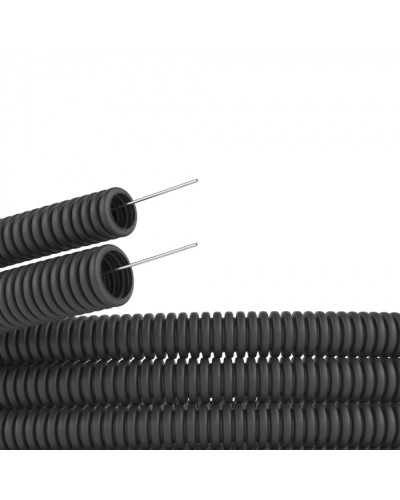 Труба ПВХ гибкая гофрированная. д.16мм, лёгкая с протяжкой,100м черный DKC 91916B в Махачкале Труба гофрированная Pintop.ru