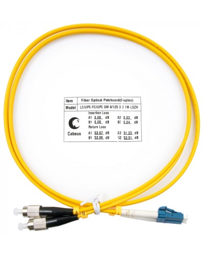 Шнур оптический duplex LC-FC 9/125 SM 1 м LSZH Cabeus FOP(d)-9-LC-FC-1M в Махачкале Патч-корды оптические Pintop.ru