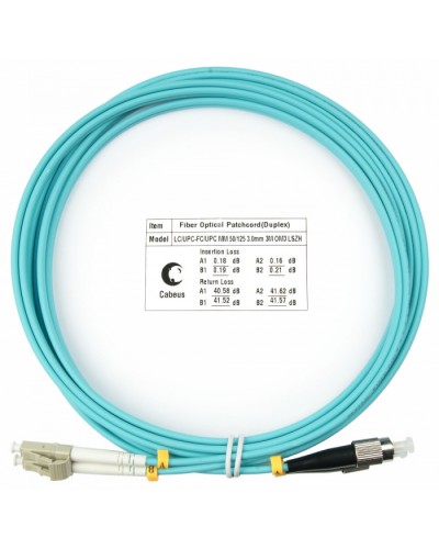 Шнур оптичесикй duplex LC-FC 50/125 MM OM3 3 м LSZH Cabeus FOP-50-LC-FC-3M в Махачкале Патч-корды оптические Pintop.ru