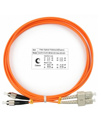 Шнур оптический duplex SC-FC 62,5/125 mm 1,5м LSZH Cabeus FOP-62-SC-FC-1,5m в Махачкале Патч-корды оптические Pintop.ru