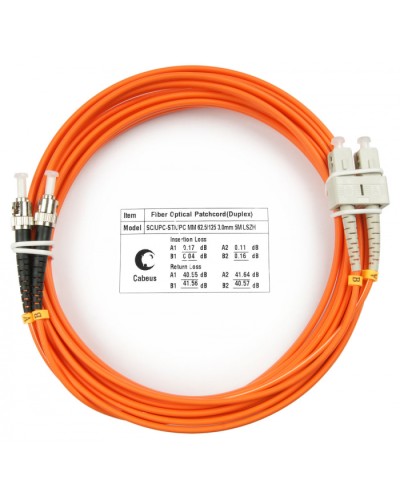 Шнур оптический duplex SC-ST 62,5/125 mm 5м LSZH Cabeus FOP-62-SC-ST-5m в Махачкале Патч-корды оптические Pintop.ru