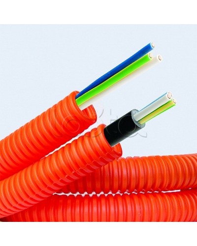 Электротруба ПНД гибкая гофр. д.16мм, цвет оранжевый, с кабелем ВВГнг(А)-LS 3х1,5мм² РЭК ГОСТ+, 100м DKC 7L916100 в Махачкале Труба гофрированная Pintop.ru