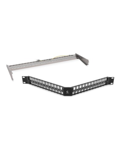 Угловая модульная патч-панель 19, 48 портов, 1U Cabeus (PLBHD-48-CON-SH) в Махачкале Патч панель Pintop.ru