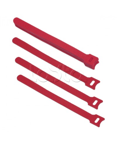 Хомут для кабеля, липучка с мягкой застежкой, 180x14 мм, красный (10 шт.) Cabeus CLAMP-180-RD в Махачкале Стяжки-хомуты Pintop.ru