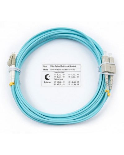 Шнур оптический duplex LC-SC 50/125 mm OM3 5м LSZH Cabeus FOP-50-LC-SC-5m в Махачкале Патч-корды и пигтейлы Pintop.ru