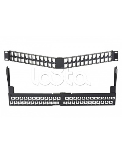 Коммутационная угловая панель 19” наборная, FTP, 1U, 48 портов, черный Eurolan (27A-00-48-01BL) в Махачкале Патч панель Pintop.ru