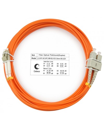 Шнур оптический duplex LC-SC 62,5/125 mm 5м LSZH Cabeus FOP-62-LC-SC-5m в Махачкале Патч-корды оптические Pintop.ru