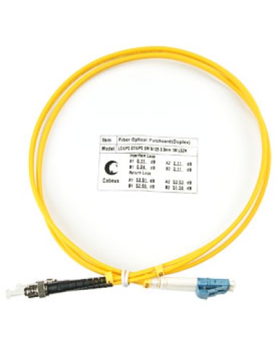 Шнур оптический duplex LC-ST 9/125 SM 1 м LSZH Cabeus FOP(d)-9-LC-ST-1M в Махачкале Патч-корды оптические Pintop.ru