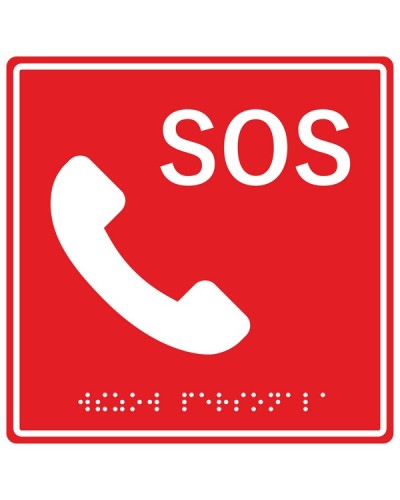 Табличка тактильная с пиктограммой SOS с трубкой Hostcall MP-010R2 в Махачкале Система оповещения и трансляции Hostcall Pintop.ru