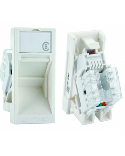 Розеточный модуль UTP категории 6 Mosaic серии 45 RJ45 Eurolan (16A-U6-03WT) в Махачкале Модули Keystone Pintop.ru