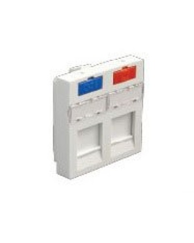 Лицевая панель (накладка) информационной розетки, 45х45 мм, 2 входа Экопласт (87002) в Махачкале Розетки компьютерные и телефонные Pintop.ru