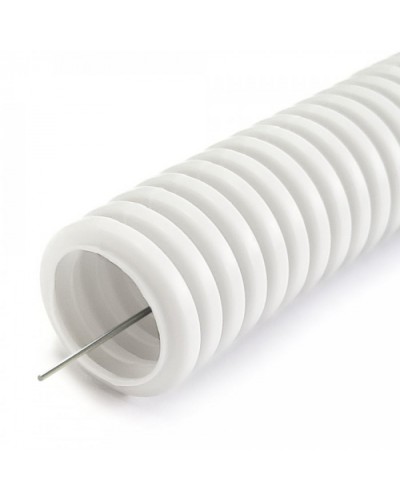 Труба гофр ПЛЛ легкая безгалогенная (HF) негорючая (НГ) белая с/з d20 мм (50м/уп) Промрукав (PR02.0331) в Махачкале Труба гофрированная Pintop.ru